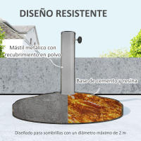 Outsunny Base para Sombrilla Redonda Soporte para Parasol Pie para Sombrilla Relleno de Cemento Peso 12 kg para Jardín Terraza Bronce - details 1