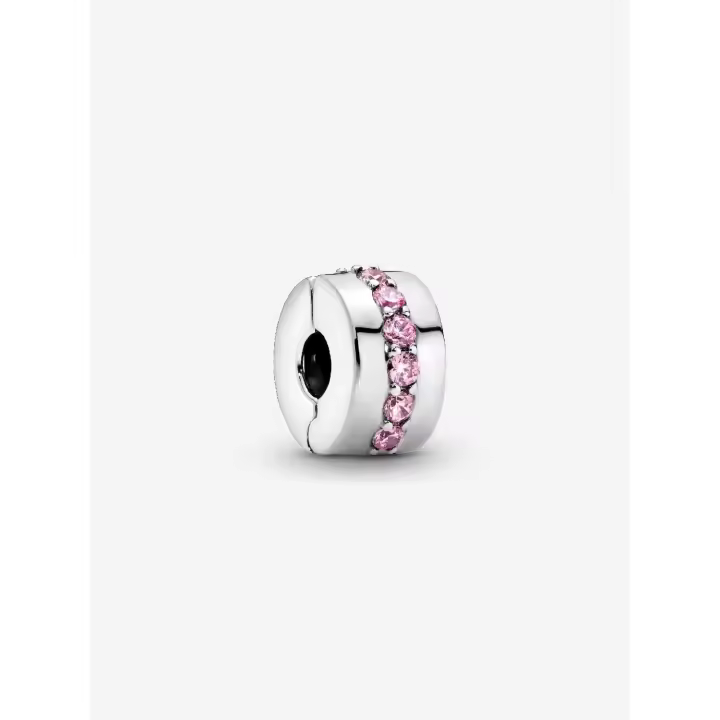 Pandora - Charm de clip with Bright Pink Row-Plata de Lei - 1
