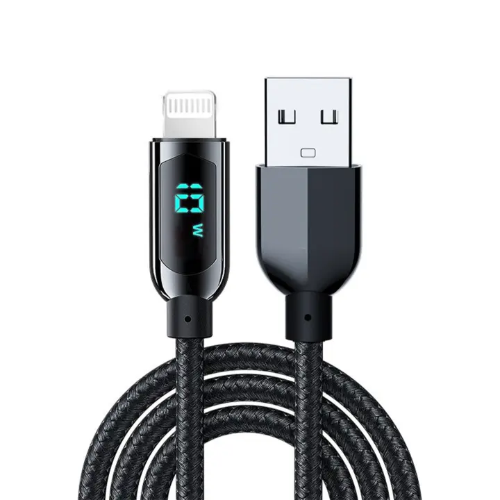 DAM. Cable USB AM a Lightning, pantalla digital, 1,2 metros. 120x0,5x0,5cm - 1