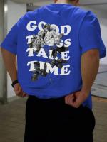 Camiseta De Algodón Para Hombre Cood Things Take Time Con Grafico De Letras Estilo Casual Para La Calle Camiseta Transpirable Para El Verano - details 0