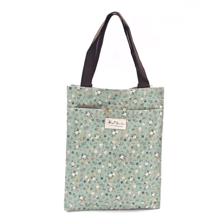 Bagsgarden Bags Garden Bolso de Mano Pequeño Impermeable con Flores - Variedad de Estampados - Algodón Resinado - 30cm X 24cm X 13 15cm - 1