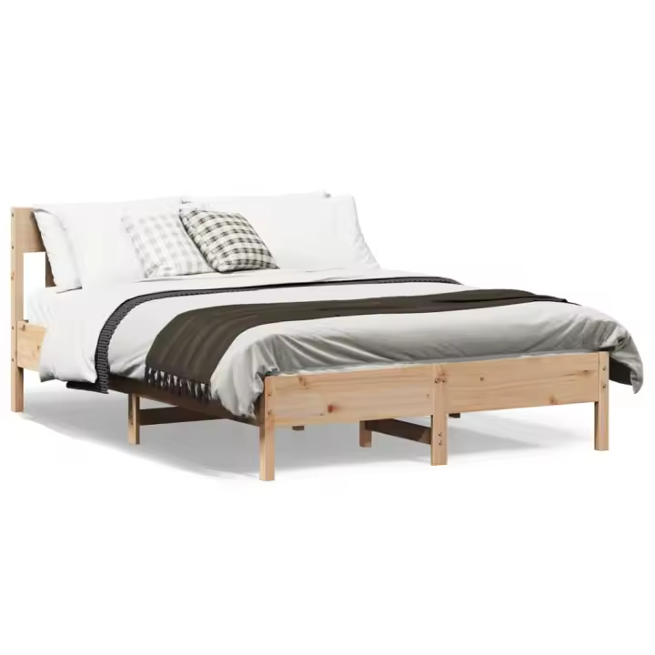 Estructura de cama sin colchón madera maciza de pino 135x190 cm - 1