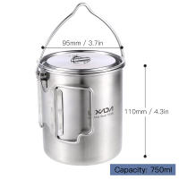 Taza Lixada De Acero Inoxidable 750ml Con Manijas Plegables Y Tapa Para Camping Senderismo Y Excursiones Al Aire Libre - details 3