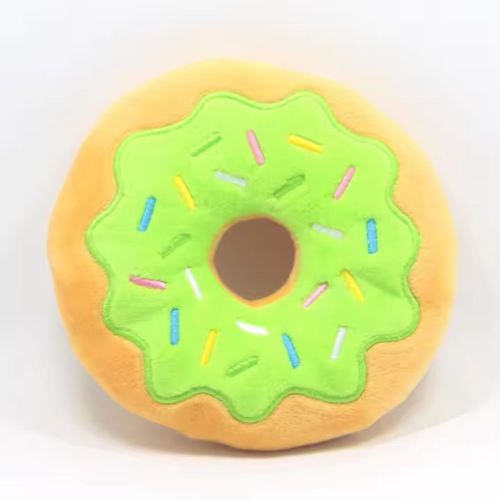 Juguete Para Perros Donut De Peluche Sonido Squeaky Interactivo Resistente Mordida Divertido Para Masticar Y Morder Dientes - 1