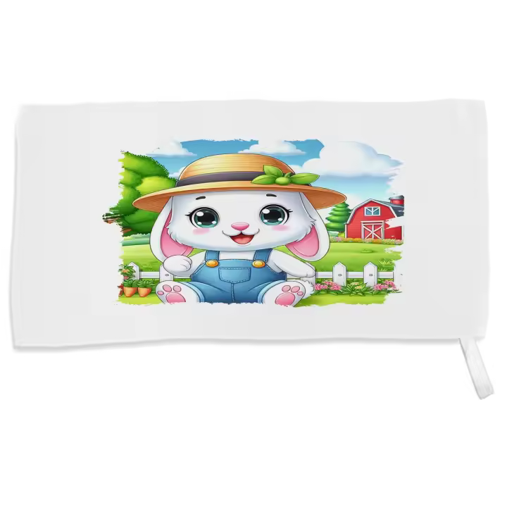 MERCHANDMANIA TOALLA PEQUEÑA ABSORBENTE conejo granjero profesion animal rancho cultivo suave personalizada con cinta elastica - 1