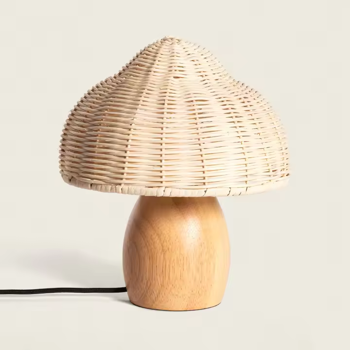 Lámpara de Mesa Madera y Ratán Karava - 1