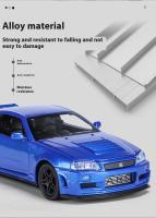 Modelo De Coche Deportivo GTR34 De 1:32 En Aleación De Metal Con Absorci\u00f3n De Choque De Cuatro Ruedas Luces Y Sonido Geniales Decoraciones De Escritorio - details 5