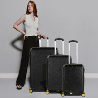 Juego de 3 Maletas Rígidas Negras Lois colección Zion (Cabina, Mediana y Grande) - ABS Resistente, Puerto USB, Candado TSA, Color Negro con Detalles Amarillos, 170L Totales - details 0