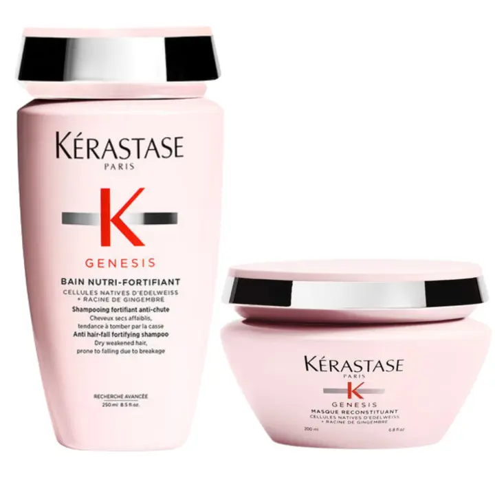 Pack Kérastase Genesis Bain Nutri-Fortifiant Champú 250ml + Masque Reconstituant 200ml – Cabello Seco y con Tendencia a la Caída - 1