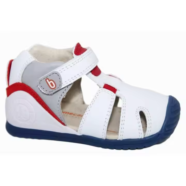 Biomecanics Sandalias Piel Niño Blanco Rojo Azul - Tecnología Biomecánica | Protección Anti-bacteriana - 1