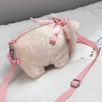 Bolso De Hombro Para Mujer Kawaii Rosa Con Cerdo De Peluche Suave Tote Con Cremallera Y Lazo Lindo Bolsa De Mano Para Estudiantes Y Niños - details 12