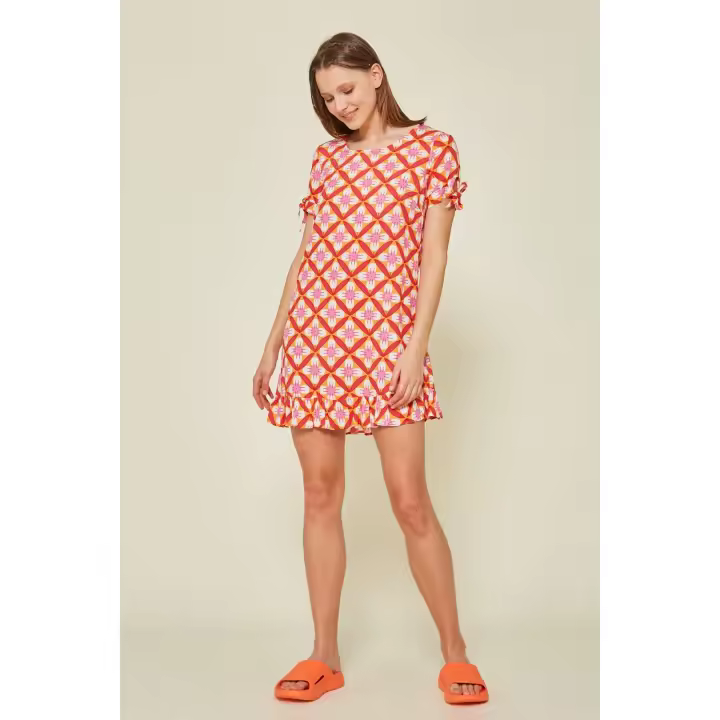 Md´m - Vestido Corto Mdm Armenia - Flores, Manga Corta, Lazos - 1