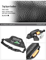 Riñonera de cuero genuino para hombre, bolso de hombro informal de negocios de alta capacidad con correas ajustables, regalos - details 2