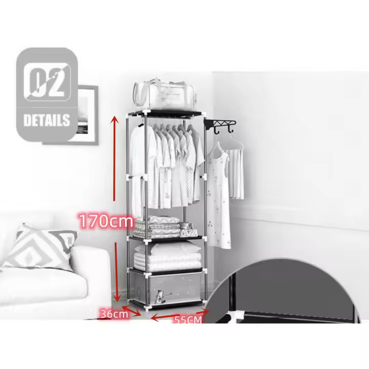 Perchero de pie y Zapatero Pared para Ropa Abrigos Estantería ropa estante MODA zapato armario empotrado organizador Vestíbulo - 1