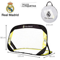 Real Madrid portería fútbol infantil pop-up 4 en 1, con paneles de dianas, tamaño 120x80x80 cm, incluye bolsa de transporte, ideal para jardín o parque, desde 3 años - details 3