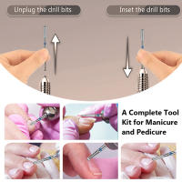 Juego De 10 Piezas De Cabezas De Pulido De Uñas De Acero Tungsteno Con Archillo Limpieza De Piel Muerto Y Herramientas De Manicura Pedicura - details 4