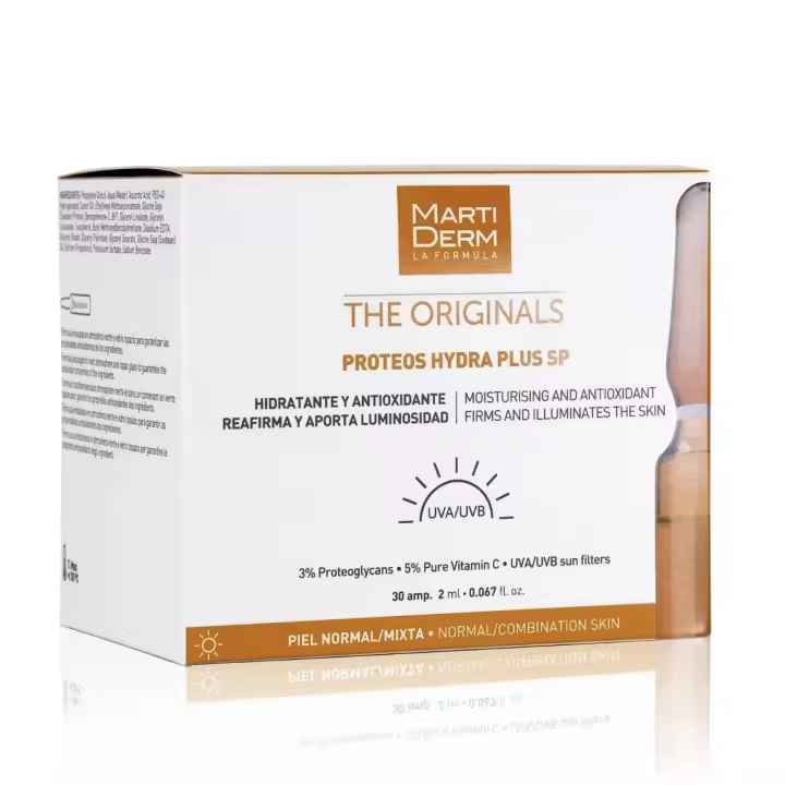 Martiderm The Originals Proteos Hydra Plus SP / 30 Ampollas Antiedad hidratantes y antioxidantes, Protección UVA / UVB, Ampollas x 2ml - 1