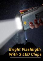 MOV-Radio manual de emergencia con manivela y linterna de 3 LED, radio meteorológica portátil AM/FM/NOAA con cargador de teléfono, radio solar con carga USB para acampar en interiores y exteriores, alarma SOS - details 2