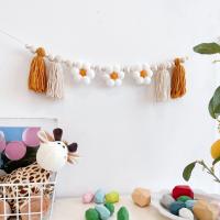 Garland De Bolas De Madera Con Borlas Boho Estilo Pastoral Para Decoración De Cumpleaños Fiesta Banderín Para Muro Mantel Silla De Comer Fotografía Prop Hogar Decoración - details 2