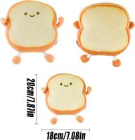 Almohada de pan tostado, juguete de peluche suave, almohada de peluche con forma de pan divertido, juguete de muñeca, almohada de tiro en 3D, juguete de dibujos animados - details 0