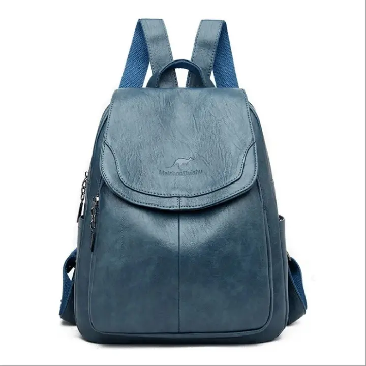 Mochilas de cuero para Mujer bolsos de hombro femeninos Vintage bolsos de viaje casuales Mochilas escolares 9 colores - 1