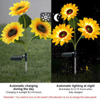 Lámparas Solares De Jardín Con 3 Cabezas Luz De Noche Exterior Impermeable LED Estilo Girasol Para Decoración De Hogar Y Paisaje - details 1