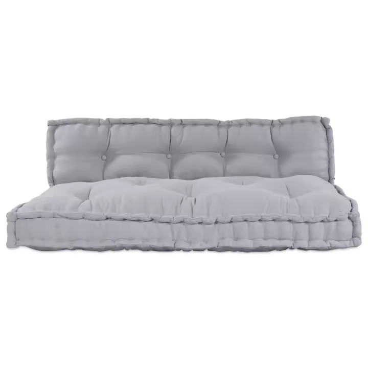 Cojín de Sofá de Palé de vidaXL con Respaldo de Tela Gris - 1
