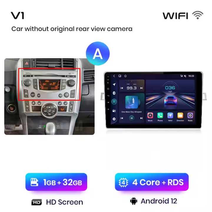 Junsun  Android 13 inalámbrico CarPlay Android Auto Radio para  Toyota Verso R20 2009 2010 2011 2012 2013 2014 2015 2016 2017 2018 coche Multimedia navegación GPS autorradio - 1