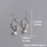Pendientes Colgantes De Perla Imitación Retro Para Mujer En Plata Metálica Con Colores Multicolores Y Flor De Enamel Joyería Clásica - details 5