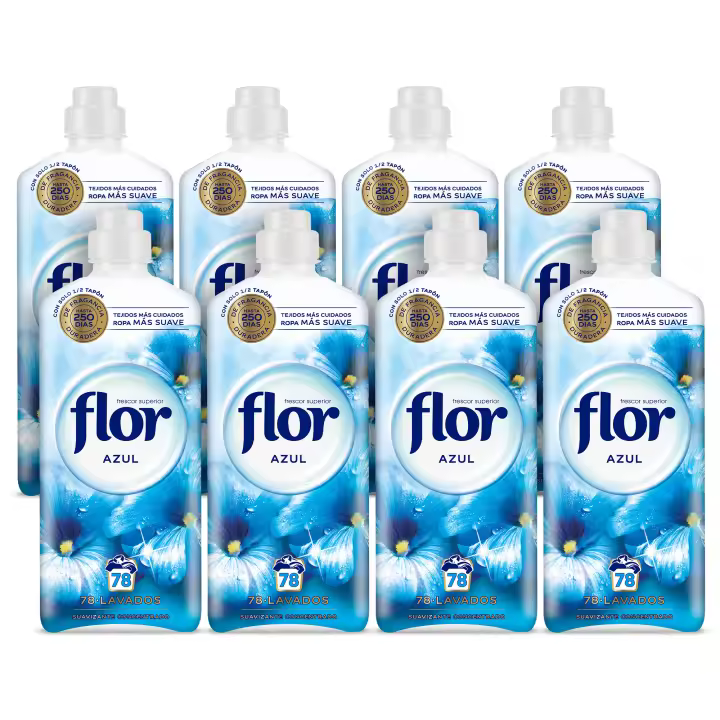 Flor Azul Suavizante Concentrado para la ropa 624 lavados (8 botellas de 78 lavados) - 1