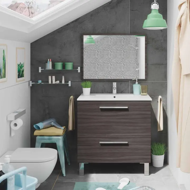 MUEBLE DE BAÑO CON ESPEJO URBAN CENIZA DE 80 CM VentaMueblesOnline | VMO Home] - 1