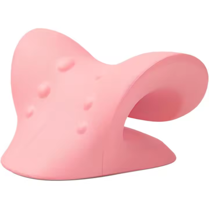 Rodillo masajeador de cuello, almohada correctora de postura para aliviar el dolor de ATM y cuello, dispositivo masajeador para camilla de masaje (rosa) - 1
