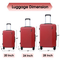 S7 STAR Juego 3pcs Maleta de Viaje, Euqipaje de Mano Elegante con Mango Ajustable, Cabina Rígida Resistente 20in 24in 28in, Set 3piezas Maletas con 4 Ruedas Giratorias 360°, Equipaje Puro Color de Moda para Viajar Negocios - details 0