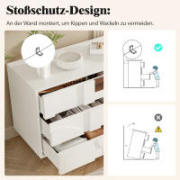 Aparador Moderno con Puertas de Diseño Geométrico, sin Tiradores, compartimentos con función Press and pop, ajustado para Comedor, Salón, patitas de Madera - details 3