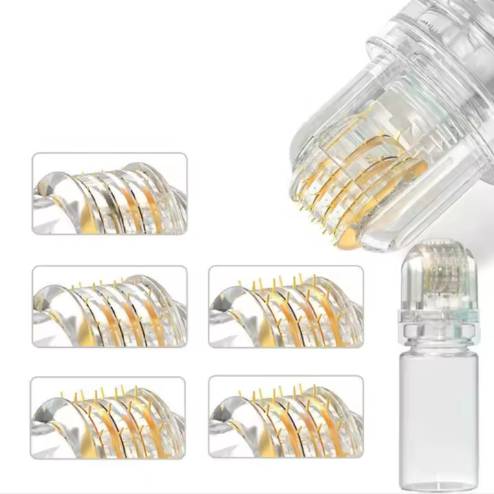 Aplicador De Serum De Acero De Titanio Hydra Needle 64 Herramienta De Rodillo Facial Para Cuidado De La Piel Dorado - 1