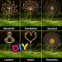 Luces Solares Para Jardín 200LED Impermeables Con Herramienta De Instalación Luces De Fuegos Artificiales Para Camino Césped Navidad - details 1