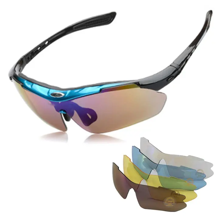 PORCHEDDU Gafas de Sol de Protección UV400 polarizada con 5 lentes intercambiables para ciclismo Conducción - 1