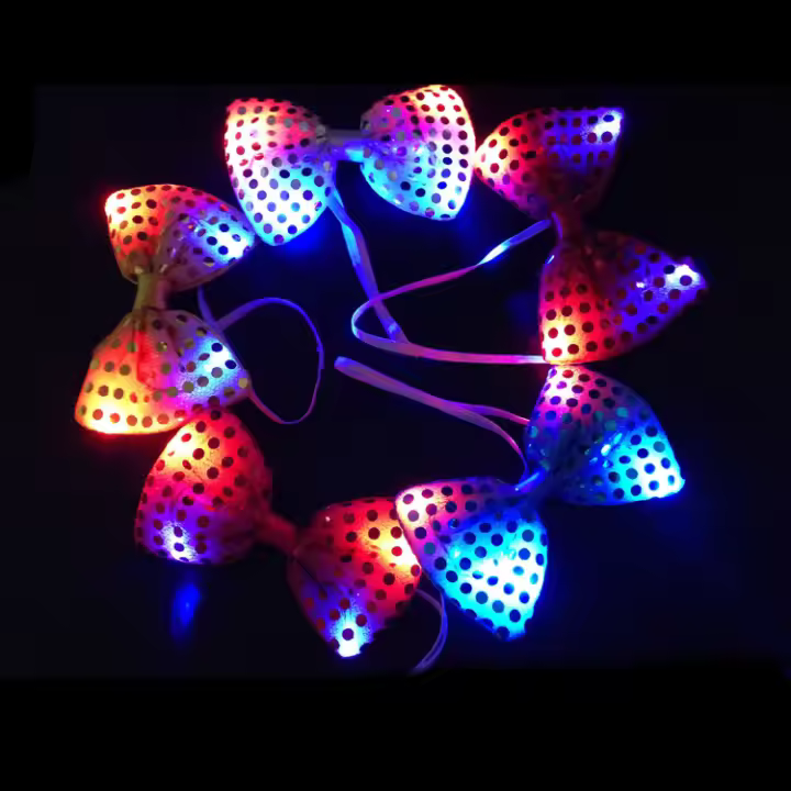 Cuello Tiesa LED Con Luces Parpadeantes Y Brillo De 10/30/50 Piezas Para Mujeres Regalo Luminoso Para Boda Y Fiestas Accesorio De Moda Para Eventos Nocturnos - 1