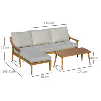 Conjunto de muebles de Jardín Outsunny, para 3 personas, Con sofá Doble chaise longue y Mesa, Diseño de trinquete weatherproof, ideal a parterrrazas y Balconies - details 5