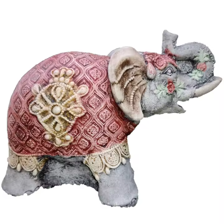 Figura Elefante de la suerte de hormigón pintada a mano con pátina de color de alta calidad - Medidas 23x8x18cm - AnaParra - 1