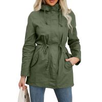 Abrigo De Trench De Algodón Para Mujer plus Talla Con Capucha Estilo Casual Cierre De Cremallera Manga Larga Color Sólido Para Otoño E Invierno - details 10