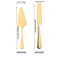 Juego De 2 Piezas De Cuchillería En Oro Acero Inoxidable Cuchillo Para Pasteles Mano Larga Shovel Pizza Herramienta De Cocina Utensilios De Plata - details 0