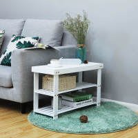 Banco zapatero de bambú, 3 estantes, 70x28x45 cm, ideal para entradas, baños, salas de estar y pasillos, color blanco o madera - details 2