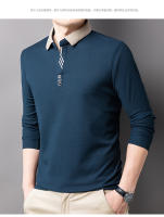 Camisa Polo Casual Para Hombres Con Rayas Y Cuadros Manga Larga Estilo Solido Moda Top De Cuello Redondo Material De Algodón - details 6