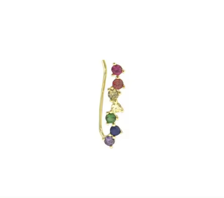 CHIGUAGUA Trepador de Plata 925 con Circonitas de Colores, Pendientes para Mujer, 4x17 mm (SE VENDE POR UNIDAD), Ref: CHP158PENP105D - 1