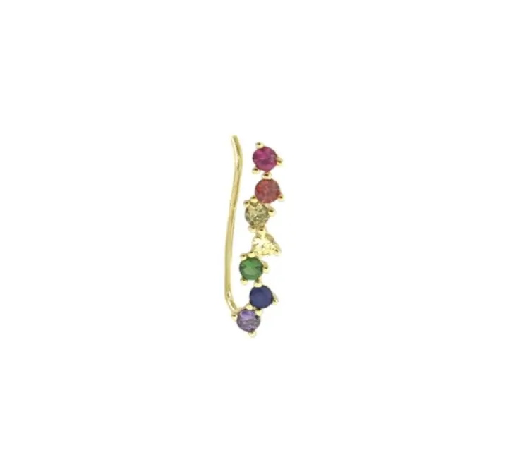 CHIGUAGUA Trepador de Plata 925 con Circonitas de Colores, Pendientes para Mujer, 4x17 mm (SE VENDE POR UNIDAD), Ref: CHP158PENP105D - 1