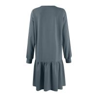 Vestido De Mujer Otoño Manga Larga Pullover Cuello Redondo Rib Knit Patchwork Suéter Cómodo Casual Mini Vestidos Estilo Vintage - details 29