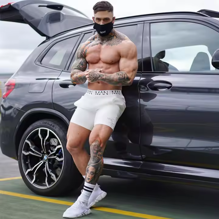 Shorts De Fitness Para Hombre Quick Dry Transpirables Ropa Deportiva Para Gimnasio Y Playa Short De Correr Con Estampado De Letras Talla Verdadera - 1