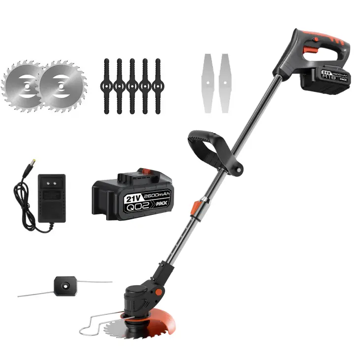 500W Cordless Lawn Mower Brushless Motor 21V Electric Grass Trimmer Adjustable Length Angle Telescopic Pruning Garden Tools  6000 rpm, 2600mAh - 1