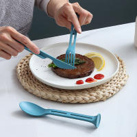 Juego De Comedor Portátil De 3 Piezas En Alfalfa Desmontable Cuchillos Y Tenedores Para Viajes Picnics Y Campingware De Plástico No Desechable - details 2